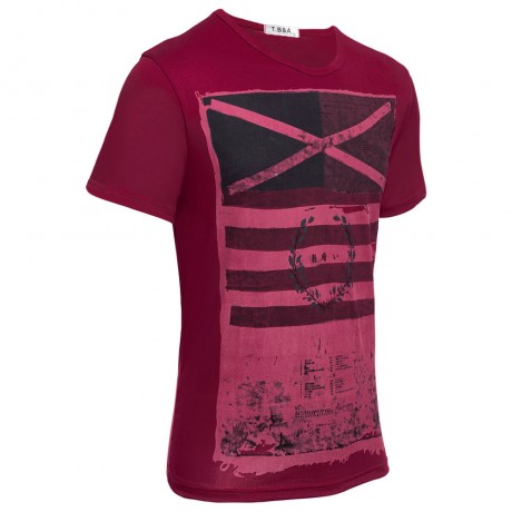 RETRO MALE GEOMETRIC PRINT CLOSE-FITTING THIN SHIRTS (RED L/XL/2XL/3XL)