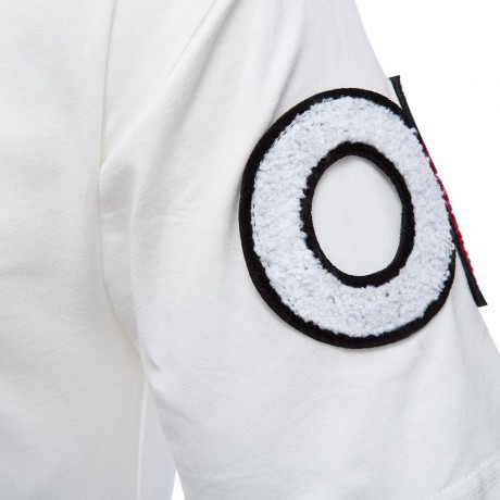 MALE LETTER PRINT EMBROIDERY ZIPPER DESIGN ROUND NECK SHORT SLEEVE SHIRT (WHITE M/L/XL/XXL