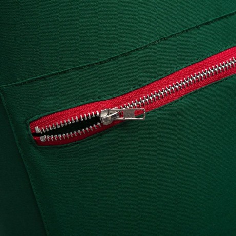 MALE LETTER PRINT EMBROIDERY ZIPPER DESIGN ROUND NECK SHORT SLEEVE SHIRT (GREEN M/L/XL/XXL