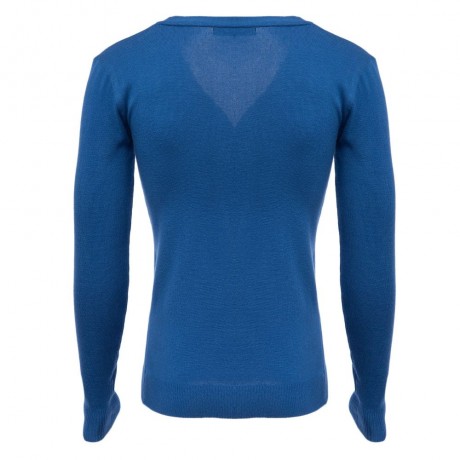 CASUAL PURE COLOR V NECK LONG SLEEVE MALE SLIM FIT KNITWEAR (SAPPHIRE BLUE M/L/XL/XXL)