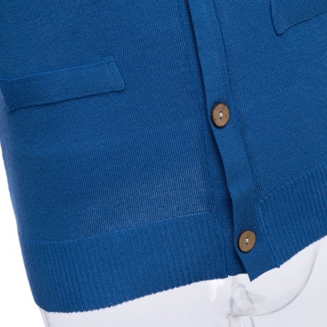 CASUAL PURE COLOR V NECK LONG SLEEVE MALE SLIM FIT KNITWEAR (SAPPHIRE BLUE M/L/XL/XXL)