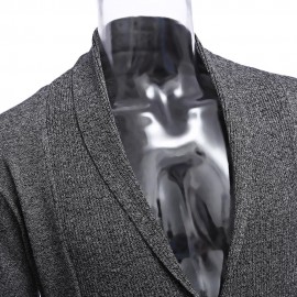 CASUAL PURE COLOR LONG SLEEVE SLIM FIT MALE SWEATER (SMOKY GRAY M/L/XL/XXL)