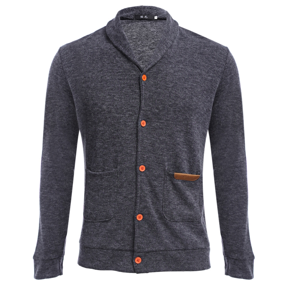 CASUAL POCKET DESIGN MALE LONG SLEEVE KNITWEAR (DEEP GRAY M/L/XL/XXL)