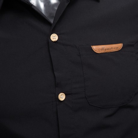 SIMPLE DESIGN PURE COLOR MALE TURN DOWN COLLAR LONG SLEEVE SHIRT (BLACK M/L/XL/XXL)