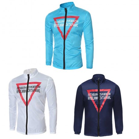 ULTRALIGHT INVERTED TRIANGLE PRINT MALE SUN PROTECTION OUTERWEAR (DEEP BLUE M/L/XL/2XL/3XL