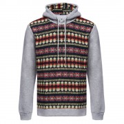 CASUAL COLOR BLOCK PATTERN PRINT MALE LONG SLEEVE HOODIE (LIGHT GRAY M/L/XL/XXL)