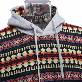 CASUAL COLOR BLOCK PATTERN PRINT MALE LONG SLEEVE HOODIE (LIGHT GRAY M/L/XL/XXL)
