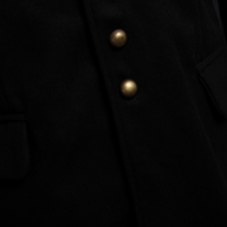 ENGLAND STYLE SOLID COLOR BUTTON DESIGN MALE SLIM FIT WOOL COAT (BLACK L/XL/XXL)