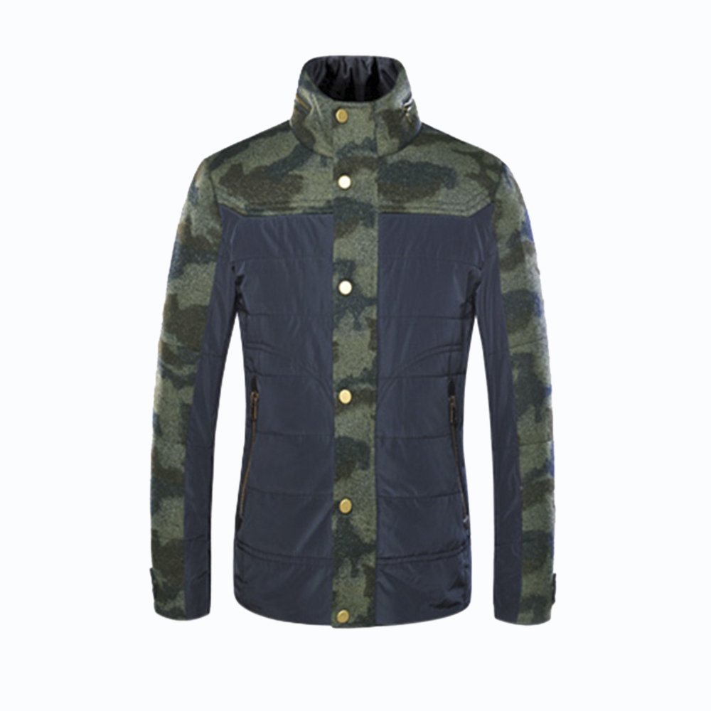 STAND COLLAR CAMO PATTERN SPLICED JACKET ODM DESIGNER (CAMOUFLAGE S/M/L/XL/XXL)