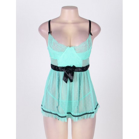 PLUS SIZE POLKA DOT UNDERWIRE LINGERIE / BABYDOLL (SIZE XL/3XL)