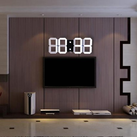 REMOTE CONTROL BIG LED DIGITAL WALL CLOCK STOPWATCH THERMOMETER (BLACK EU PLUG/ US PLUG)