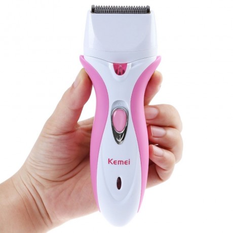 KEMEI KM - 2531 PRO RECHARGEABLE EPILATOR SHAVER HAIR CLIPPER (PINK AND WHITE)
