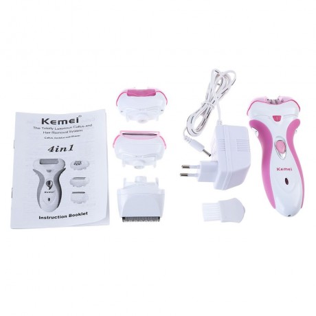 KEMEI KM - 2531 PRO RECHARGEABLE EPILATOR SHAVER HAIR CLIPPER (PINK AND WHITE)