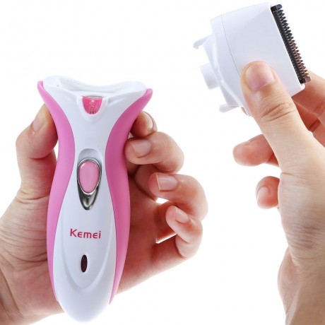 KEMEI KM - 2531 PRO RECHARGEABLE EPILATOR SHAVER HAIR CLIPPER (PINK AND WHITE)