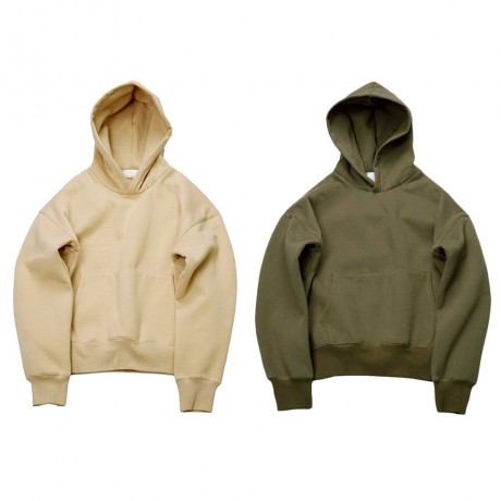 CASUAL POCKET DESIGN SOLID COLOR LONG SLEEVE HOODIES FOR MEN (KHAKI, SIZE M/L/XL/2XL)