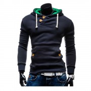 POCKET DESIGN SLIM FIT LONG SLEEVE CASUAL HOODIES FOR MEN (BLUE, SIZE M/L/XL/2XL)