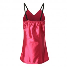 ALLURING SPAGHETTI STRAP SPLICED WOMEN'S BABYDOLL (RED M/L/XL2XL)