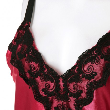 ALLURING SPAGHETTI STRAP SPLICED WOMEN'S BABYDOLL (RED M/L/XL2XL)