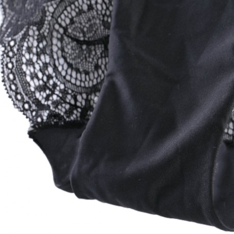 LOW WAIST LACE SPLICED SEE-THROUGH BRIEFS FOR WOMEN (BLACK S/M/L/XL)