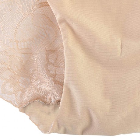 LOW WAIST LACE SPLICED SEE-THROUGH BRIEFS FOR WOMEN (YELLOWISH PINK S/M/L/XL)