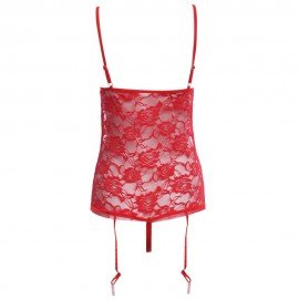 EXPOSED BREASTS OPEN CROCTH HOLLOW OUT LACE DESIGN (RED)