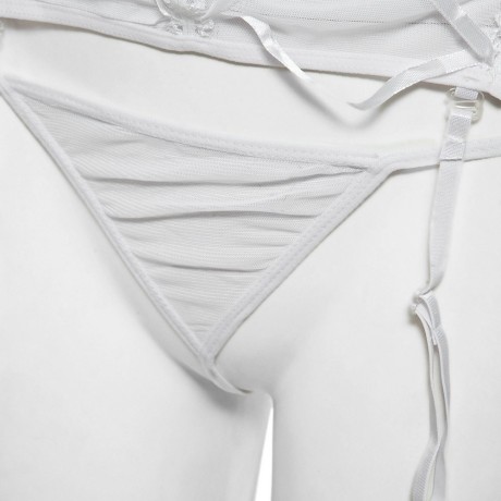 SPAGHETTI STRAP HOLLOW OUT BANDAGE PATCHWORK LACE DESIGN (WHITE M/L/XL)