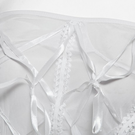 SPAGHETTI STRAP HOLLOW OUT BANDAGE PATCHWORK LACE DESIGN (WHITE M/L/XL)