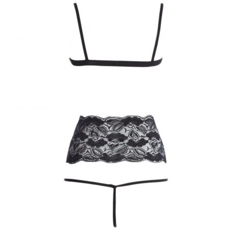 SPAGHETTI STRAP HOLLOW OUT BANDAGE PATCHWORK LACE DESIGN (BLACK M/L/XL)