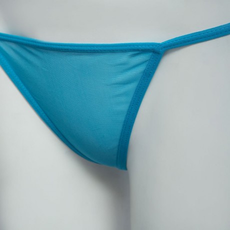 SUSPENDER FRONT SLIT BOWKNOT PERSPECTIVE LACEWORK GAUZE LINGERIE (BLUE)