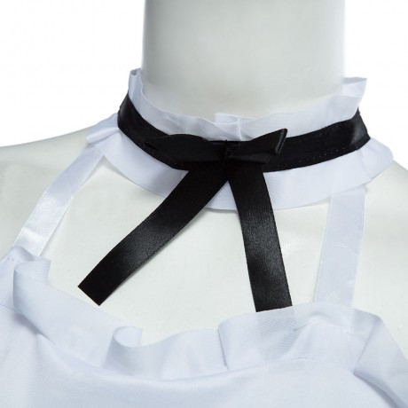 BACKLESS HALTER COLOR BLOCK MAID COSTUME FOR WOMEN (BLACK)