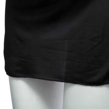 BACKLESS HALTER COLOR BLOCK MAID COSTUME FOR WOMEN (BLACK)