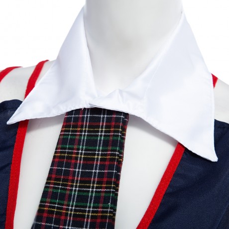 TIE PLUNGING NECK SLEEVELESS BACK BOWKNOT LACE-UP TOP   LOW WAIST FRONT ZIPPER PLAID PRINT