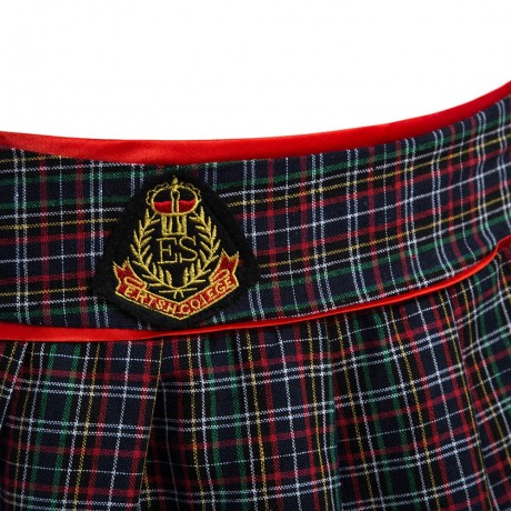 TIE PLUNGING NECK SLEEVELESS BACK BOWKNOT LACE-UP TOP   LOW WAIST FRONT ZIPPER PLAID PRINT