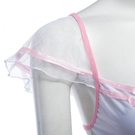 PLUNGING NECK SPAGHETTI STRAP CAP SLEEVE LACE GAUZE PATCHWORK PERSPCTIVE BOWKNOT TOP   ELA