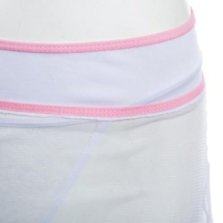 PLUNGING NECK SPAGHETTI STRAP CAP SLEEVE LACE GAUZE PATCHWORK PERSPCTIVE BOWKNOT TOP   ELA