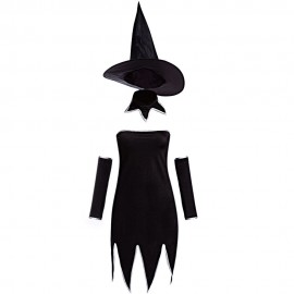 HALLOWEEN PARTY STRAPLESS SHEATH IRREGULAR PATCHWORK WITCH UNIFORM WITH CAP