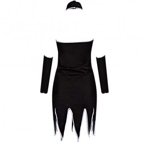 HALLOWEEN PARTY STRAPLESS SHEATH IRREGULAR PATCHWORK WITCH UNIFORM WITH CAP