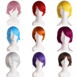 MEN SHORT STRAIGHT ANTI-ALICE MIXED COLOR TOUPEE WIGS COSPLAY PARTY (LIGHT GRAY)