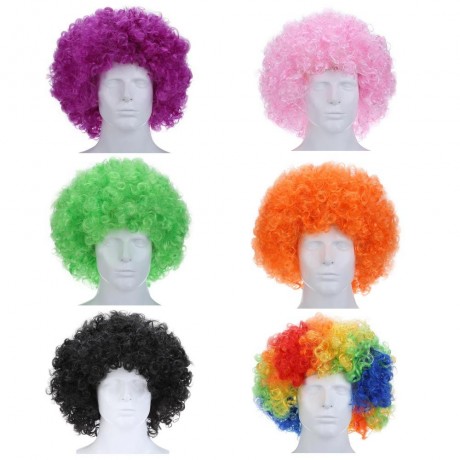 CURLY AFRO WIGS MULTI-COLOR PARTY CLOWN FUNKY DISCO MEN WOMEN FANCY DRESS (GREEN)