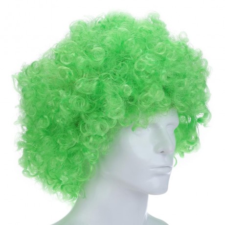 CURLY AFRO WIGS MULTI-COLOR PARTY CLOWN FUNKY DISCO MEN WOMEN FANCY DRESS (GREEN)