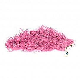 WOMEN ANIME LONG PINK CURLY WIGS WITH PONYTAIL COSPLAY PARTY