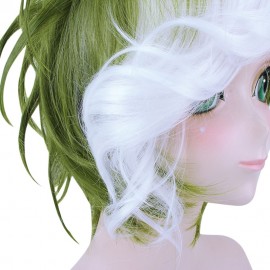 SHORT STRAIGHT MIXED COLORS WHITE GREEN WIG COSPLAY FOR KABANERI OF THE IRON FORTRESS IKOM