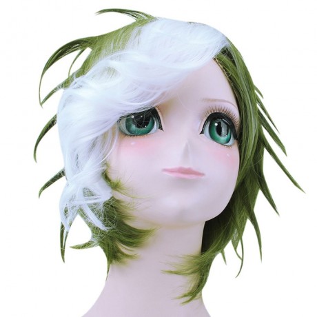 SHORT STRAIGHT MIXED COLORS WHITE GREEN WIG COSPLAY FOR KABANERI OF THE IRON FORTRESS IKOM