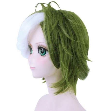 SHORT STRAIGHT MIXED COLORS WHITE GREEN WIG COSPLAY FOR KABANERI OF THE IRON FORTRESS IKOM