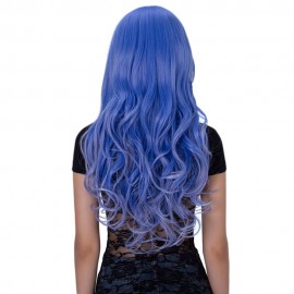 HARAJUKU OMBRE LONG WAVY SIDE BANGS MIXED COLORS SYNTHETIC WIGS (ROYAL BLUE)