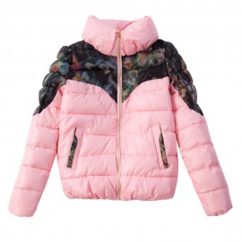 FASHION SLIM PRINTING PATTERN PACKETS DECORATION SHORT COTTON DOWN JACKET COAT FOR WOMEN (