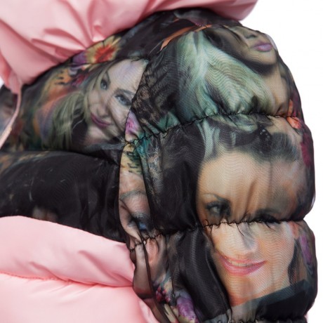 FASHION SLIM PRINTING PATTERN PACKETS DECORATION SHORT COTTON DOWN JACKET COAT FOR WOMEN (