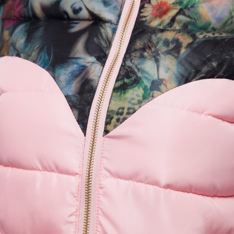 FASHION SLIM PRINTING PATTERN PACKETS DECORATION SHORT COTTON DOWN JACKET COAT FOR WOMEN (