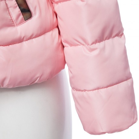 FASHION SLIM PRINTING PATTERN PACKETS DECORATION SHORT COTTON DOWN JACKET COAT FOR WOMEN (