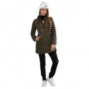 CHIC COLLARLESS LONG SLEEVE SINGLE BREASTED SOLID COLOR PADDED COAT FOR WOMEN (ARMY GREEN 